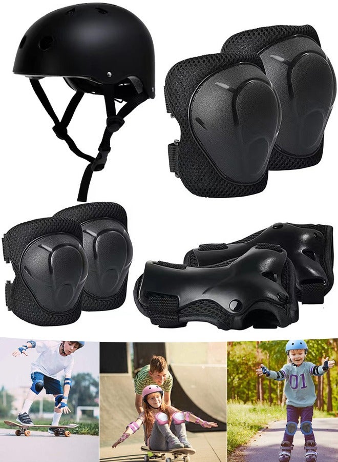 تابيت طقم خوذة دراجة للأطفال مع واقيات للركبة والمرفقين والمعصمين، طقم حماية 7 في 1 للأطفال من عمر سنتين إلى 8 سنوات، للبنات والأولاد، مناسب للتزلج على الألواح، وركوب الدراجات، والتزلج على العجلات، وتسلق الصخور (أسود) - Image 1